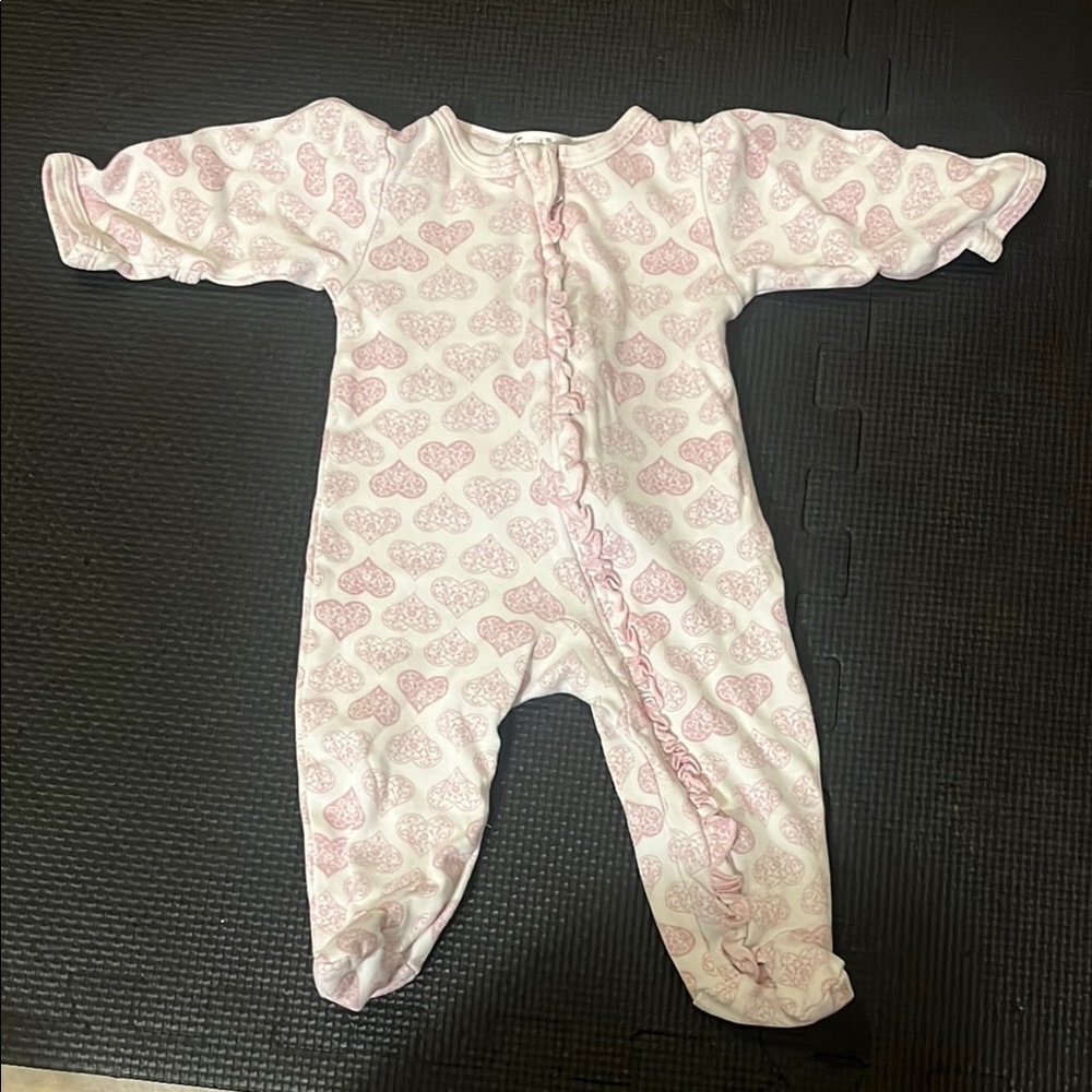 Pink Heart Patterned Kids One Piece